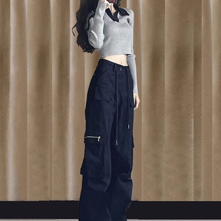 2024 가을과 겨울 2024 새로운 봄과 가을 짧은 캐주얼 바지 트렌디 한 어린이를위한 미국식 힙합 하이 스트리트 바지