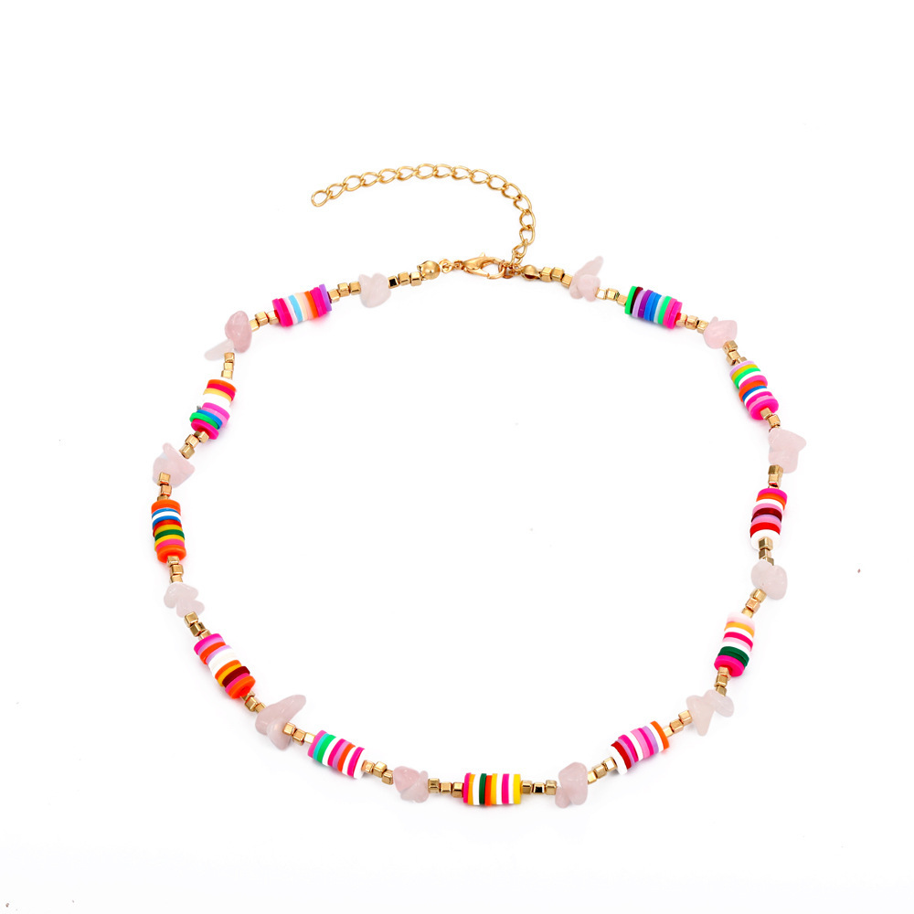 Bohemian Stone Necklace Fashionable and Personalized Colored Soft Clay Bracelet Ethnic Style Beaded Handicraft Set_voghion.com