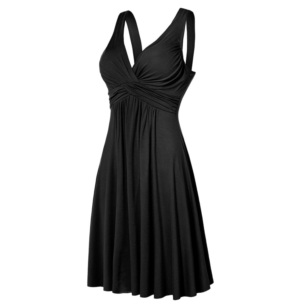 Women's Sheath Dress Elegant V Neck Patchwork Sleeveless Solid Color Midi Dress Date display picture 5
