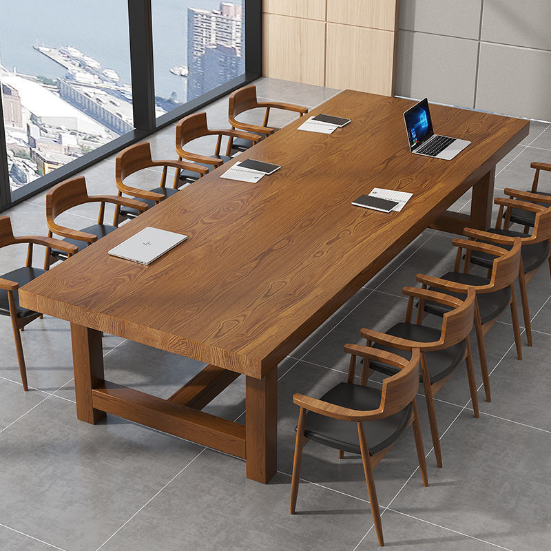 Solid Wood Conference Table, Simple and Modern Large Table, Large Training Negotiation Staff Desk, Long Table and Chair Workbench