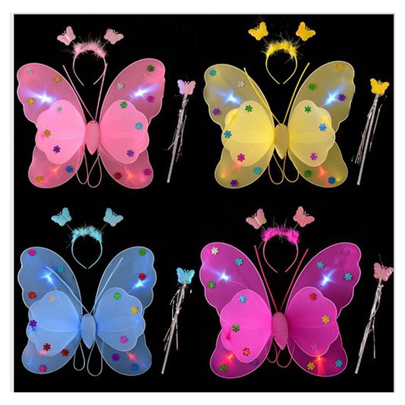 children luminescence wing double-deck girl Angel wings whole body luminescence perform prop wholesale Linyi Deliver goods