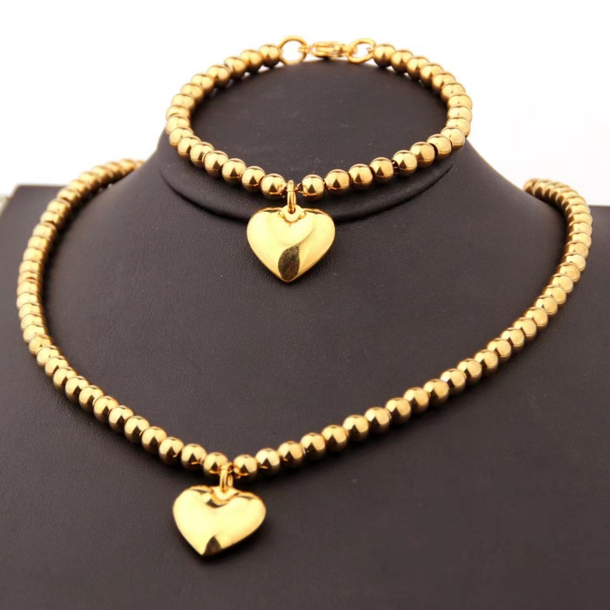Sweet Heart Shape Alloy Plating Women's Bracelets Necklace display picture 5