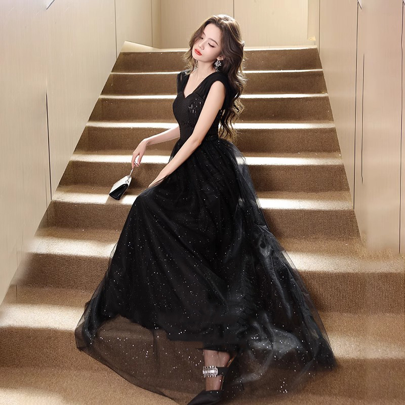 Black Light Evening Dress, Foreign Trade Light Luxury Niche 2026 New Model, Banquet, Annual Meeting, Coming-Of-Age Ceremony, High-End Dress
