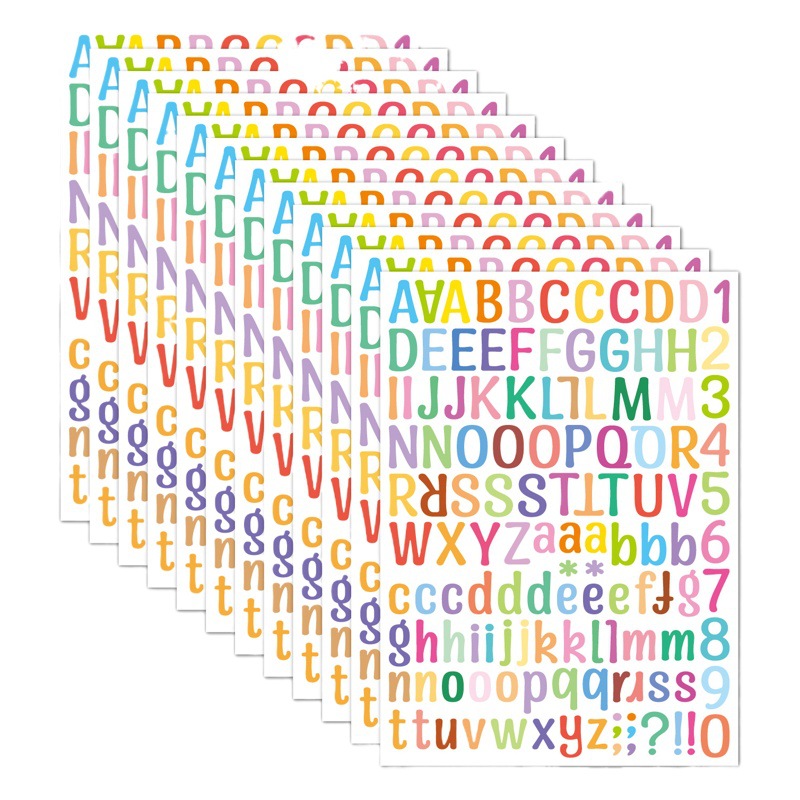 Pegatinas de letras transfronterizas al por mayor decoración de la familia europea y americana juguetes personalizados papelería impermeable color digital pegatinas impermeables