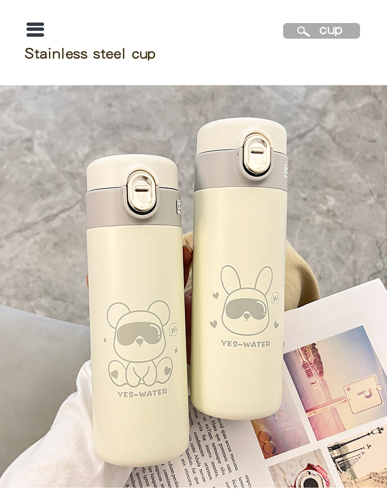 Yongkang han versión simple thermal cup para niñas cute bounce cover recta copa de agua 2023 nuevo producto pequeño y portátil taza de agua pic 36