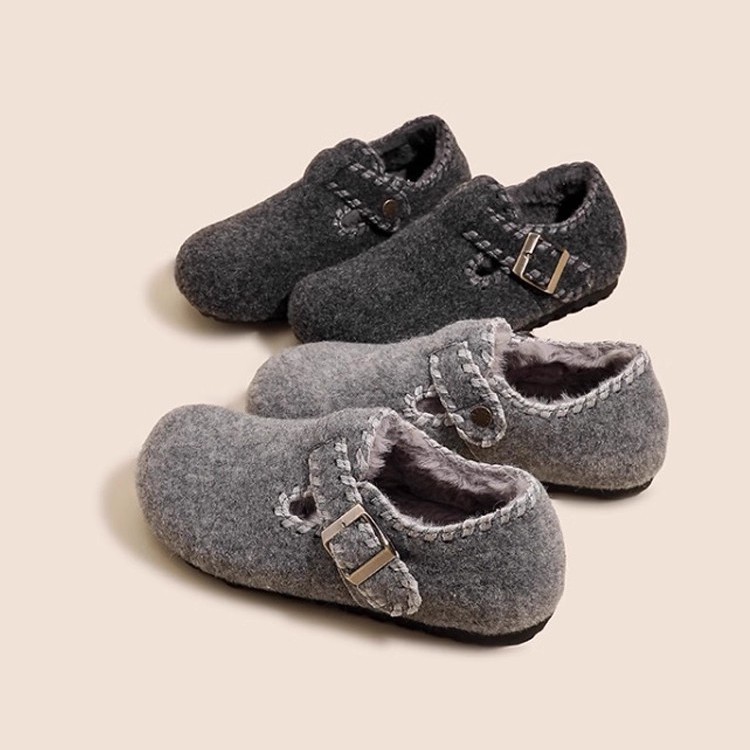 高阶版~厚底秋新款勃肯半拖增高3cm外穿懒人一脚蹬毛毛包头拖鞋女