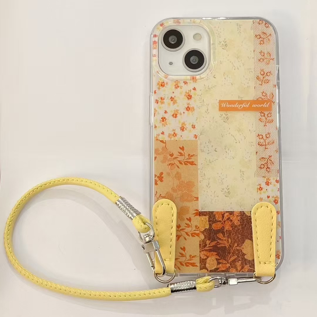 Creativo empalme retro floral adecuado para Apple 16ProMax personalidad 15/14 funda para teléfono móvil 13 niñas 15Pro nuevo