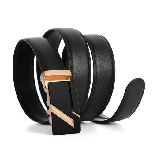 Dulilu men's belt genuine two-layer cowhide automatic buckle high-end men's pants belt business source manufacturer wholesale