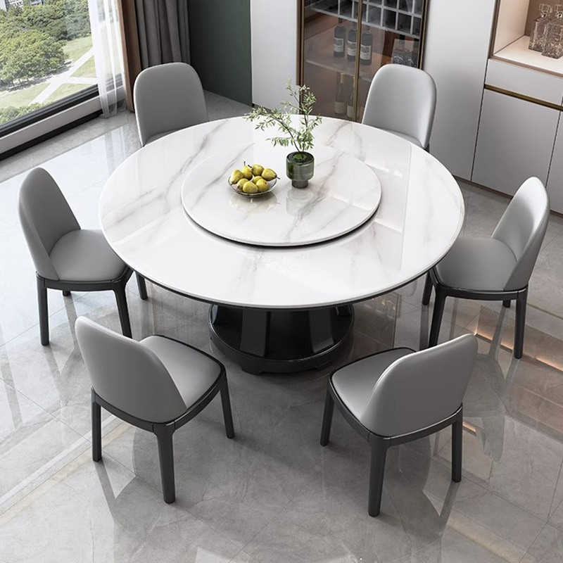 Mesa de comedor de placa de roca moderna minimalista casa pequeño apartamento Hotel mesa de comedor madera maciza Mesa Redonda 1,6 M 10 personas con Tocadiscos