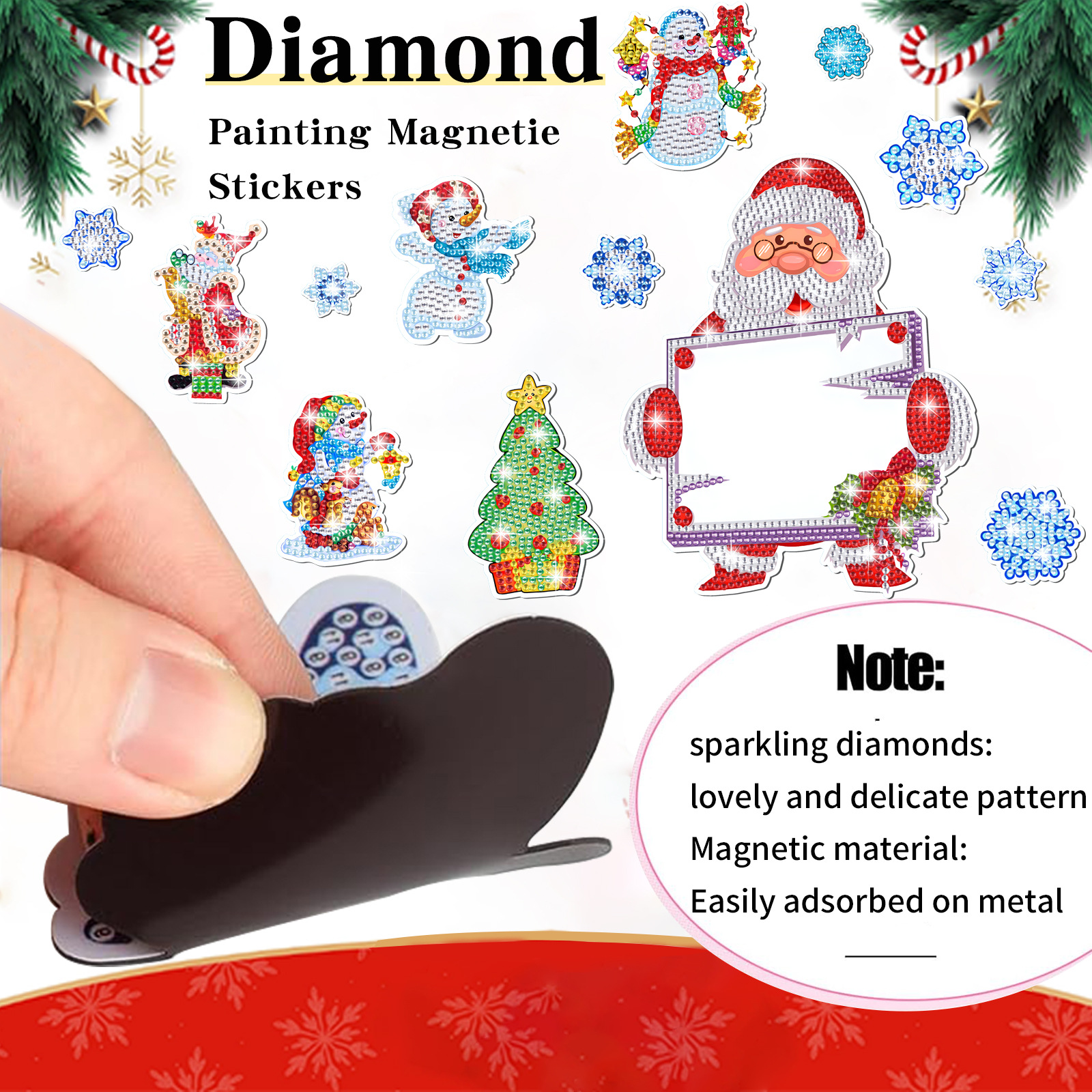 Diamante de Navidad pegatinas de refrigerador diy creativo magnético suave borrable tablero de mensajes pegatinas de diamantes juguetes al por mayor