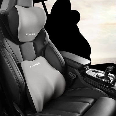 Headrest: Pillow Universal for All Seasons Backrest - gentleman-gray-headrest-lumbar-support