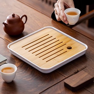 ♡ Light Luxury Small Water Storage Tea Table Kung Fu Tea Set Household Bamboo Tea Sea Simple Dry Bubble Tray Melamine Tea