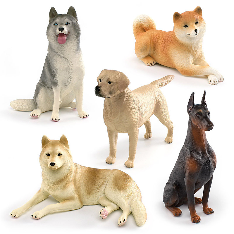 Simulación transfronteriza Labrador Shiba Inu Doberman Husky modelo cognitivo para niños mascota perro decoración de escritorio