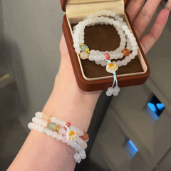 可爱炭烧猫爪三圈手串中式国潮编织闺蜜手链小众高颜值清透手饰
