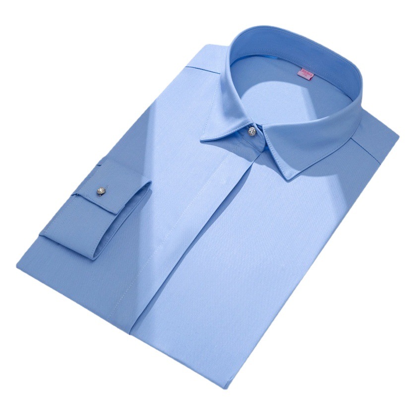 Camisa blanca profesional de fibra de bambú para mujer, manga larga, elástica, ajustada, formal, elegante para ir al trabajo, venta al por mayor