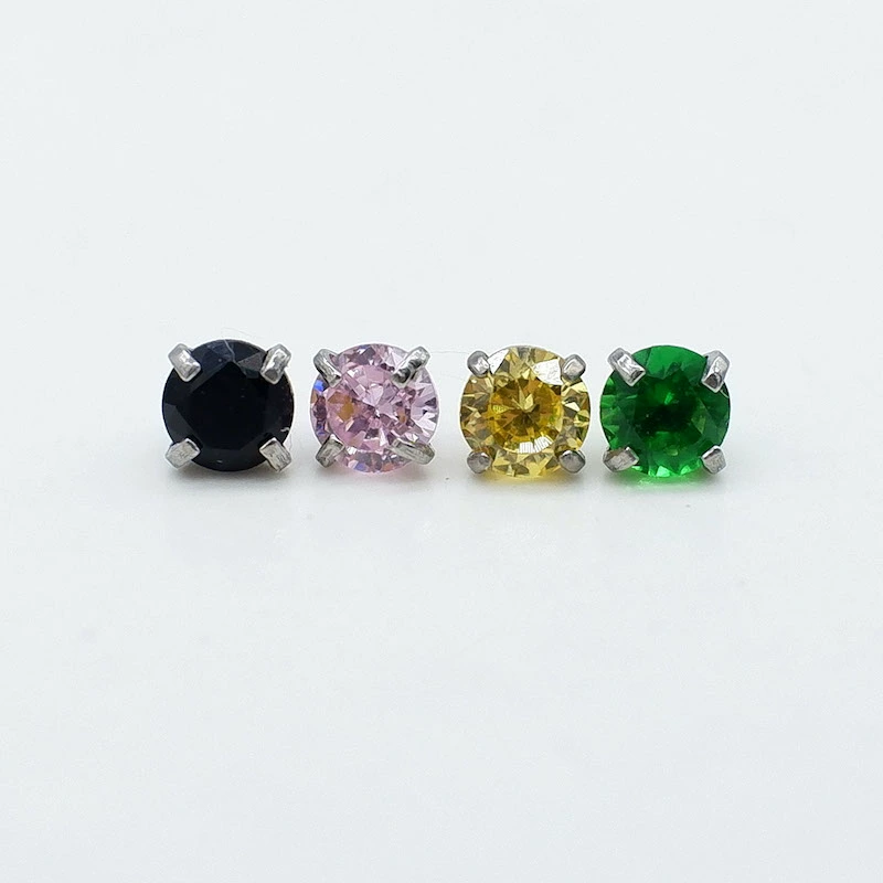 Metal big zirconium, lip piercing, changeable earrings, accessories, 8mm, 5A, G23