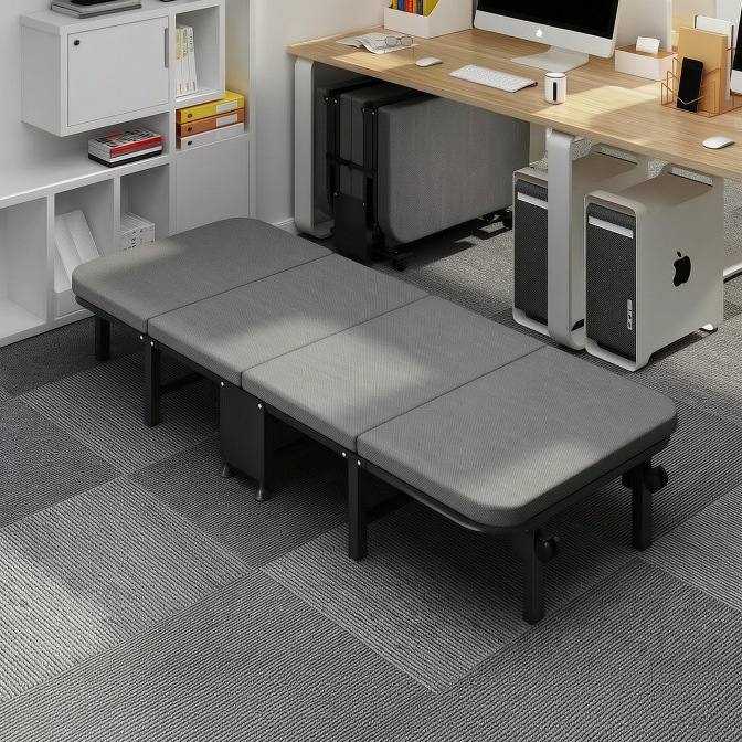 Portable military-style bed for lunch break, bed rest, work, office, 60% off foldable with wheels, elevated and thickened nursing bed
