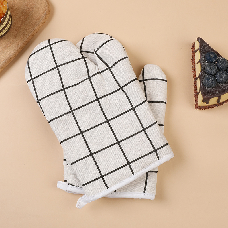 Guantes resistentes a altas temperaturas de algodón y lino para herramientas de cocina de horno de horno especial de aislamiento térmico guantes de microondas de aislamiento térmico