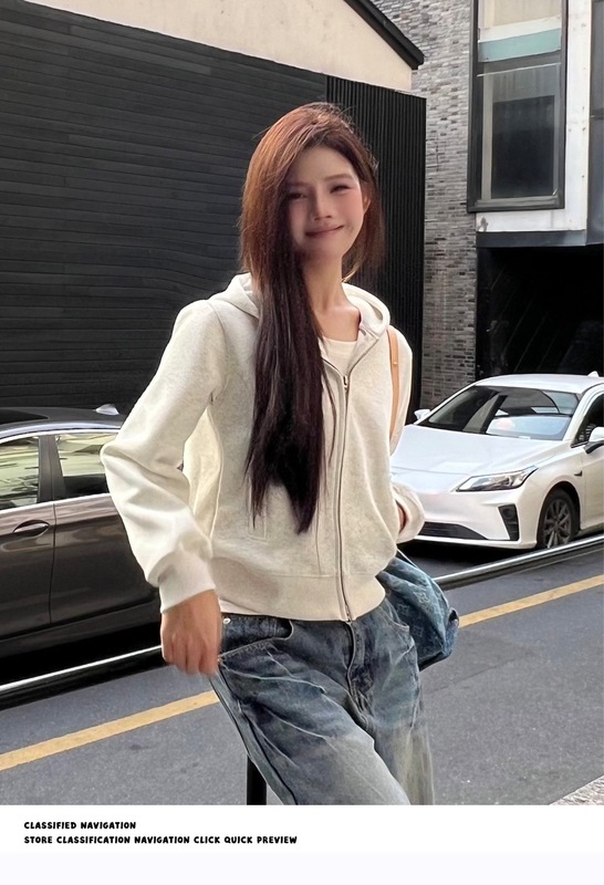 重磅400G美式街头短款开衫连帽卫衣女ins潮流挺括帽衫|undefined
