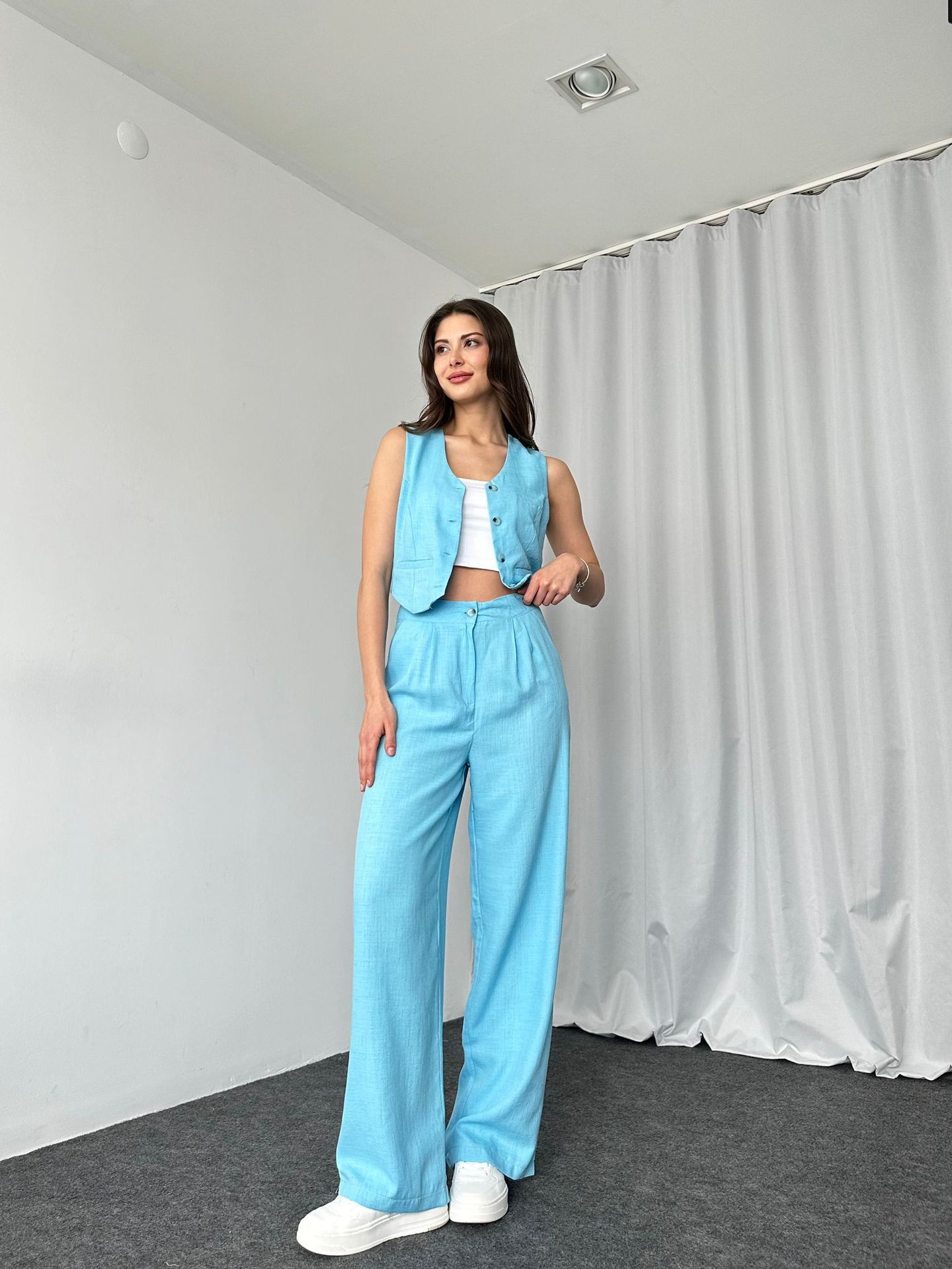 420g Weight Sleeveless Sleeve Length Spandex, Polyester Fabric Type Pant Co-ord Set Sets Type 2 Pieces Set Quantity Daily Occasion U Neck Neckline Regular Fit Fit Type Solid Color Pattern Summer Season Women's Gender Button Design Streetwear Style Daily Women's Streetwear Solid Color Spandex Polyester Button Pant Co-ord Set Pants Sets 24