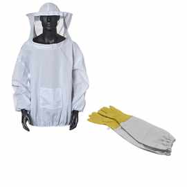 防蜂服手套防护套装 圆帽半身上衣加厚羊皮养蜂蜂衣 养蜂蜂具批发