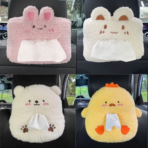 Car Cartoon Plush Paper Towel Box Creative Cute Car Mount Handlebar Storage Car Seat Back Paper Towel Holder