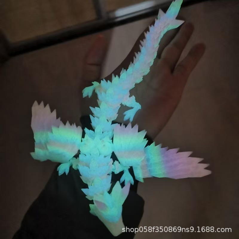 【跨境爆款】3d打印夜光水晶龙飞龙龙蛋套关节可活动夜市摆摊爆款