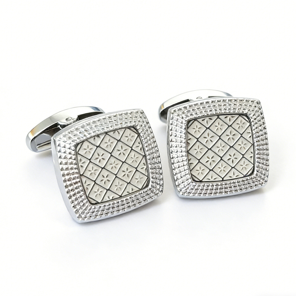 Cross-Border Direct Sales Simple Men's Blue Patterned French Shirt Square Cufflinks Cufflinks