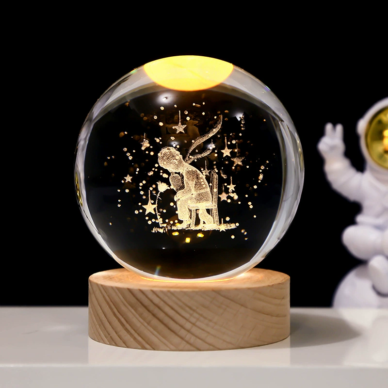 Звездное небо, астронавт, белый кристалл, настольная ночная лампа, 3D