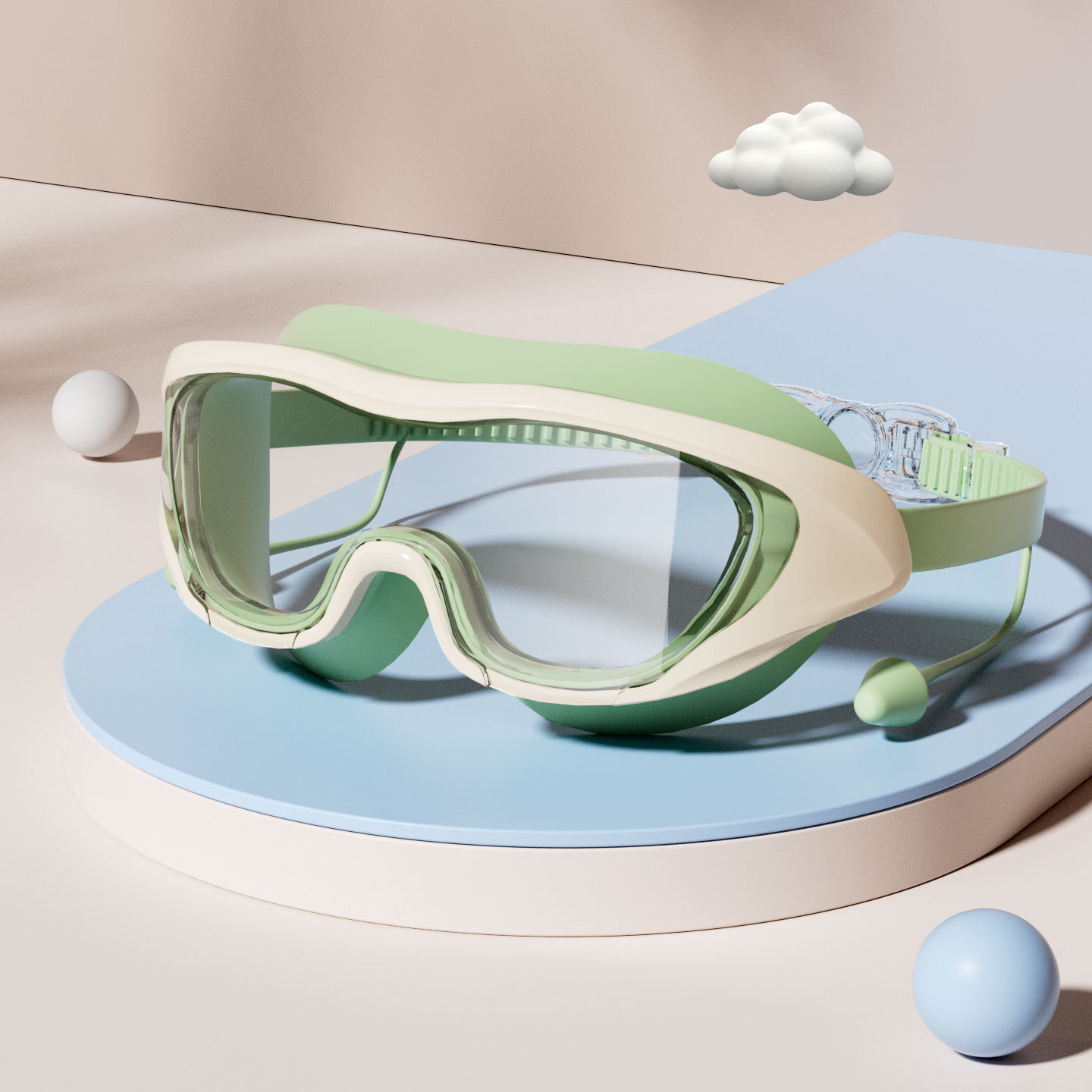 Set de Gafas y Gorro de Natación de Marco Grande PC y Silicona Antivaho e Impermeable para Adultos