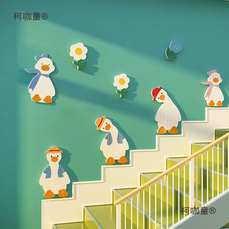 Детский сад, лестница, украшение стены, культурный дизайн, коридор, экологическая тема, готовый продукт, макет интерактивного ухода Metabo