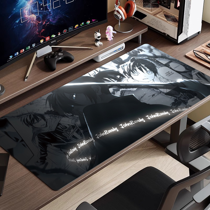 黒と白のアニメマウスパッド特大シンプルな二次元eスポーツボーイズコンピュータデスクパッド大型キーボードパッド|undefined