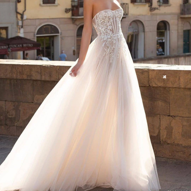Light Travel Photograph Travel Mori Pregnant Women's Tube Top High Waist Princess Wedding Dress Tail Dress Large Size Gown Bridesmaid Dress
