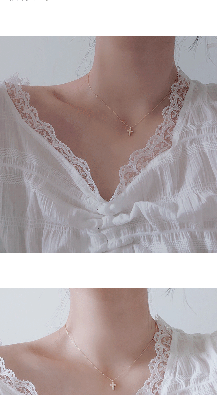 Pendant Necklace Classification 925 sterling silver Chain Material 925 Sterling Silver Cable Chain Cross Pendant Necklace