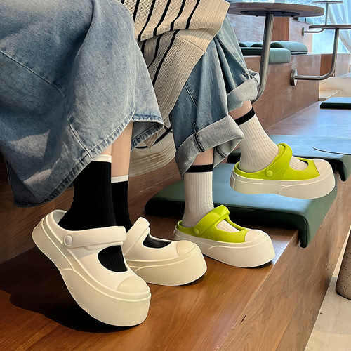 Zhao Lusi's same non-slip thick-soled toe-cap slippers for women for summer wear  new internet celebrity beach sandals