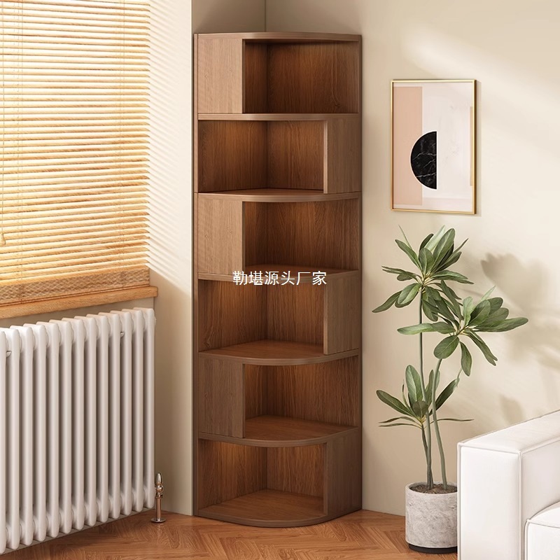 Bookcase Household Corner Lattice Cabinet Storage with Cabinet Door Multi-Layer Storage Rack Living Room Bedroom Corner Bookshelf