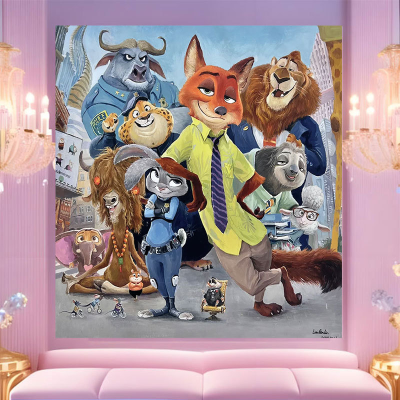 20 * 20 Crazy Zoo City pintura digital a mano diy dibujos animados pintura a mano Judith Decoration