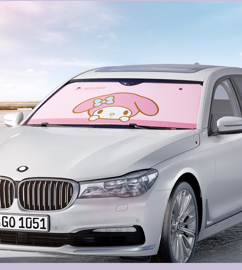 Sanrio Kuromi Car Sunshade Front Windshield Sunshade Summer Heat Insulation Sun Protection Car Interior Sunshade Curtain