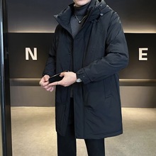 标50绒中长款男士羽绒服冬季2025新款羽绒风衣外套厂家密文代发