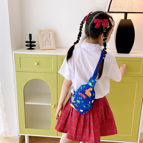 Girls cross-body spray-painted dinosaur chest bag new Korean style small cross-body bag cute baby waist bag travel backpack children's bag