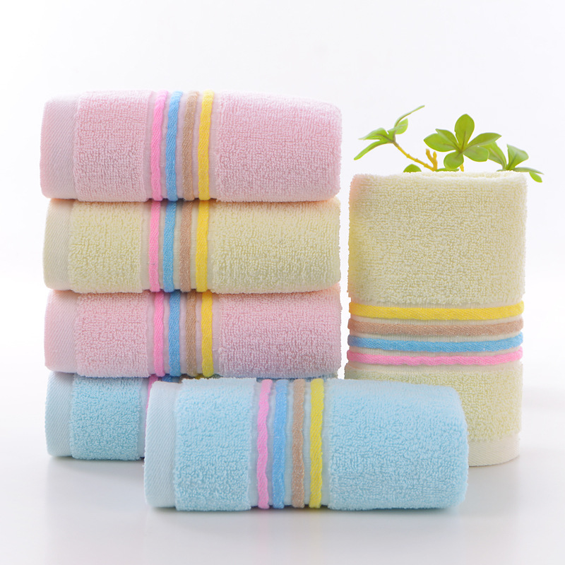 New Cotton Thickened Encryption Four-color Large Rainbow Towel Soft Absorbent Large Towel Household Stall Labor Protection Customization