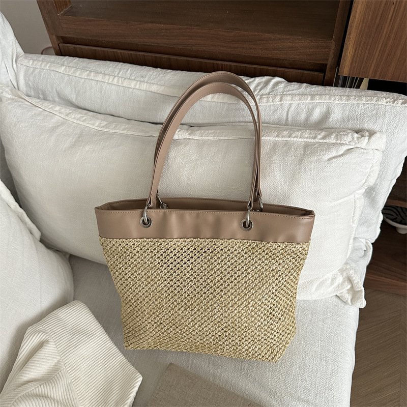 Modische Geflochtene Strohtasche Für Damen Große Schultertasche_voghion.com