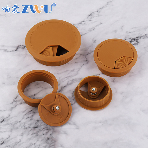 Desktop wiring hole cover Computer desk desktop wiring box Wood grain black and white round dustproof wiring box wholesale
