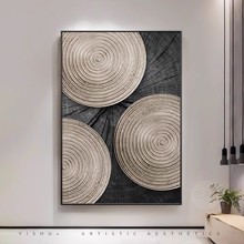 黑白工业风客厅装饰画抽象酒店大堂墙面壁画复古玄关走廊过道挂画