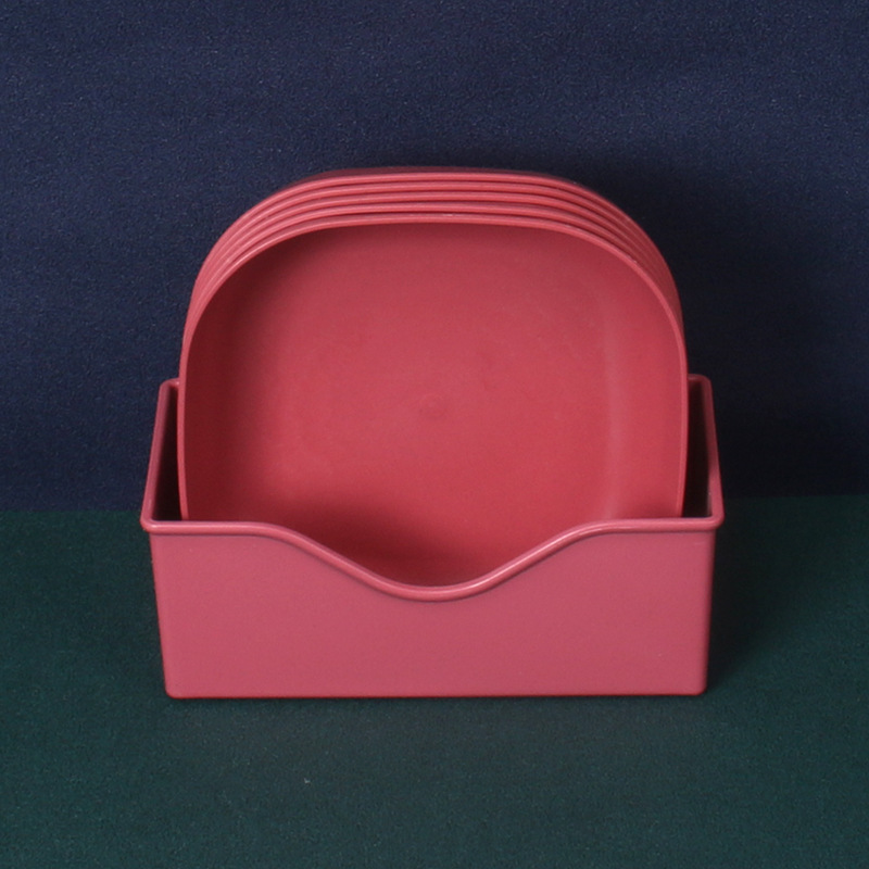 Paja de trigo 15cm profundización plato de hueso cuadrado 5 piezas traje de base plato de pastel resistente a la caída plato aumentado