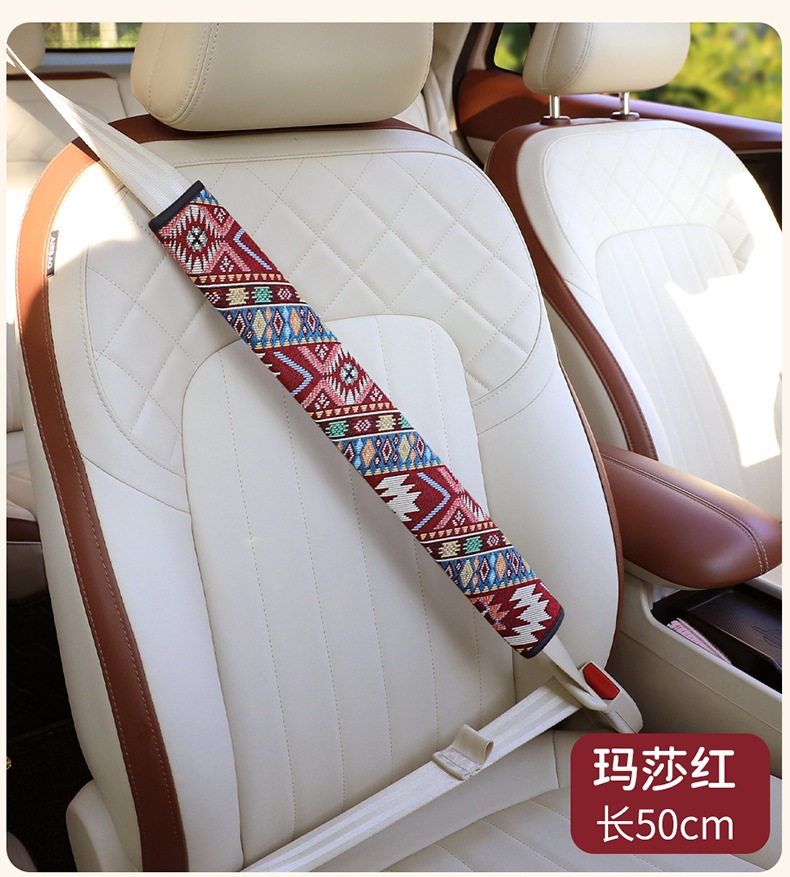 Car Seat Belt Protective Cover, Personalized Ethnic Style, Anti-Wear, Anti-Strangle Shoulder Protector, Car Decoration Set 30-50-75cm