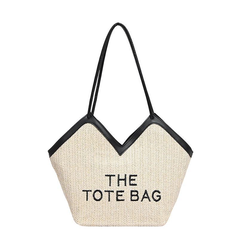 Bolso de gran capacidad 2025, nuevo bolso de paja, bolso de mano, bolso de nicho, bolso de hombro, bolso de brazo tejido, bolso de brazo