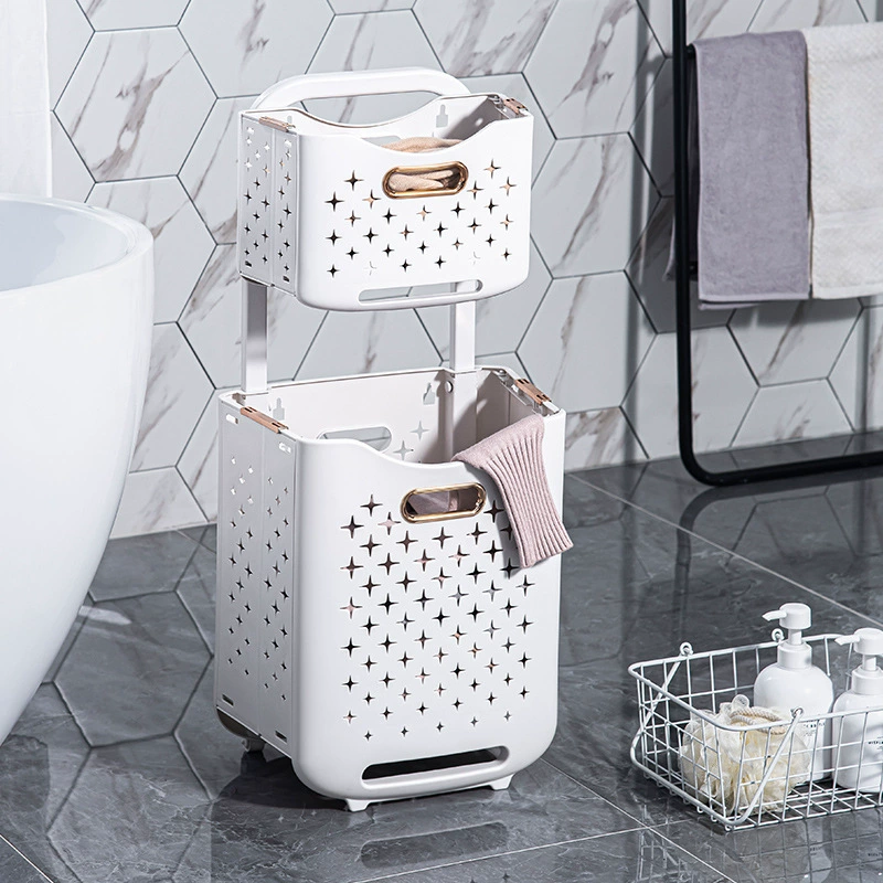 Foldable Laundry Basket Storage System by 其他 — Space-saving, durable; Ivory/White, Elegant Green, Rose Gold