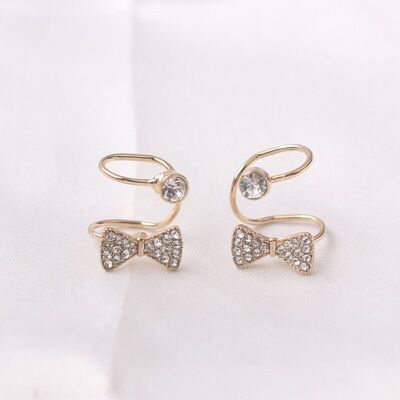 Korean Edition temperament Simplicity fashion bow Ear clip three-dimensional Type U Distortion electroplate Versatile Earrings Ear clip