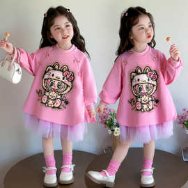 女童秋季连衣裙2025新款儿童秋款洋气时髦裙子宝宝秋款长袖裙子潮